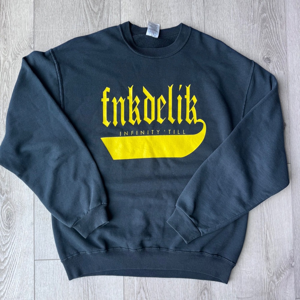 Vintage Fnkdelik Infinity Till Jerzees Black Graphic Crewneck Sweatshirt Mens M